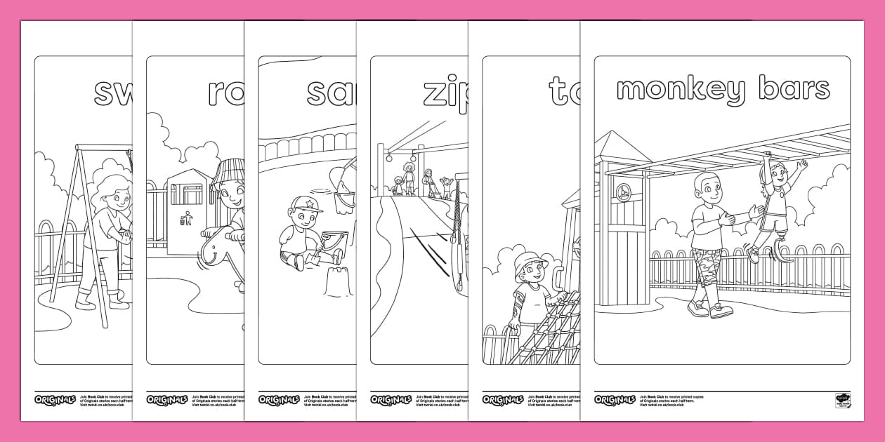 Originals First Words Picture and Word Colouring Pages: Park
