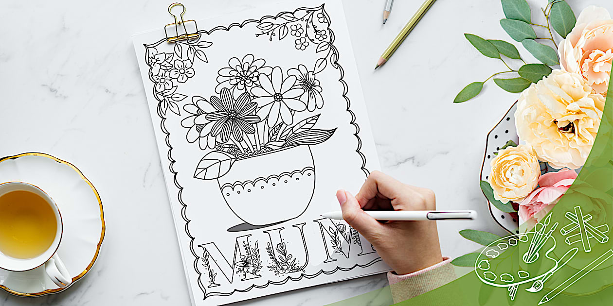 Mum Botanical Mother's Day Mindfulness Colouring Activity