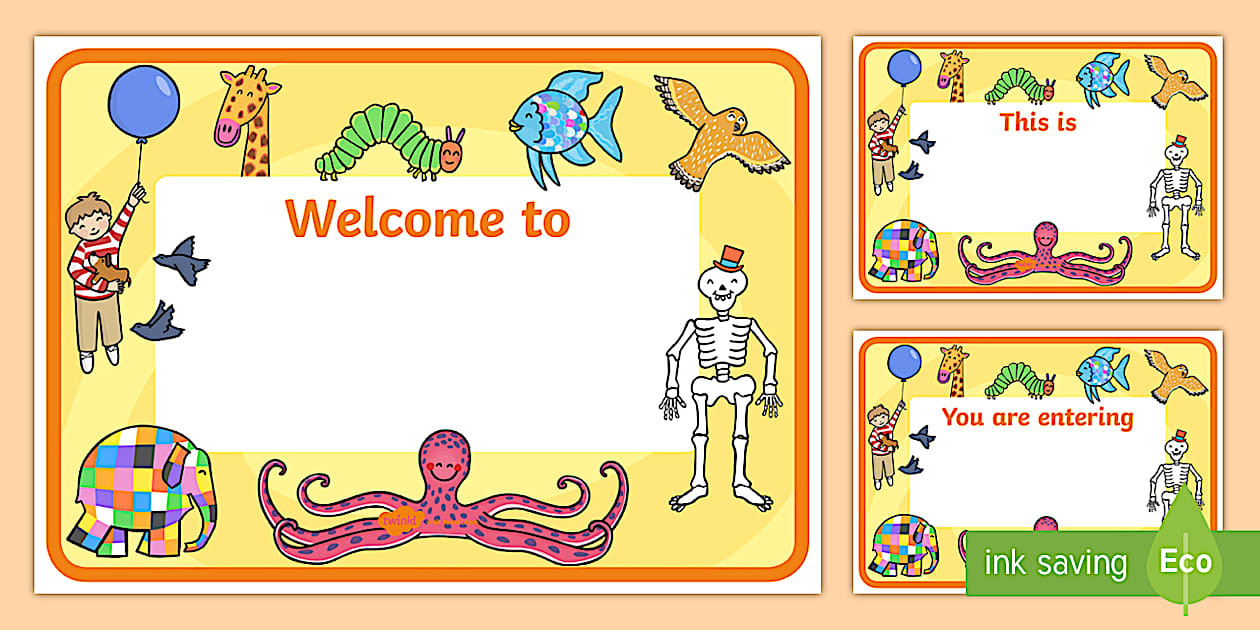 Precursive Story Book Themed Editable Class Welcome Door Signs