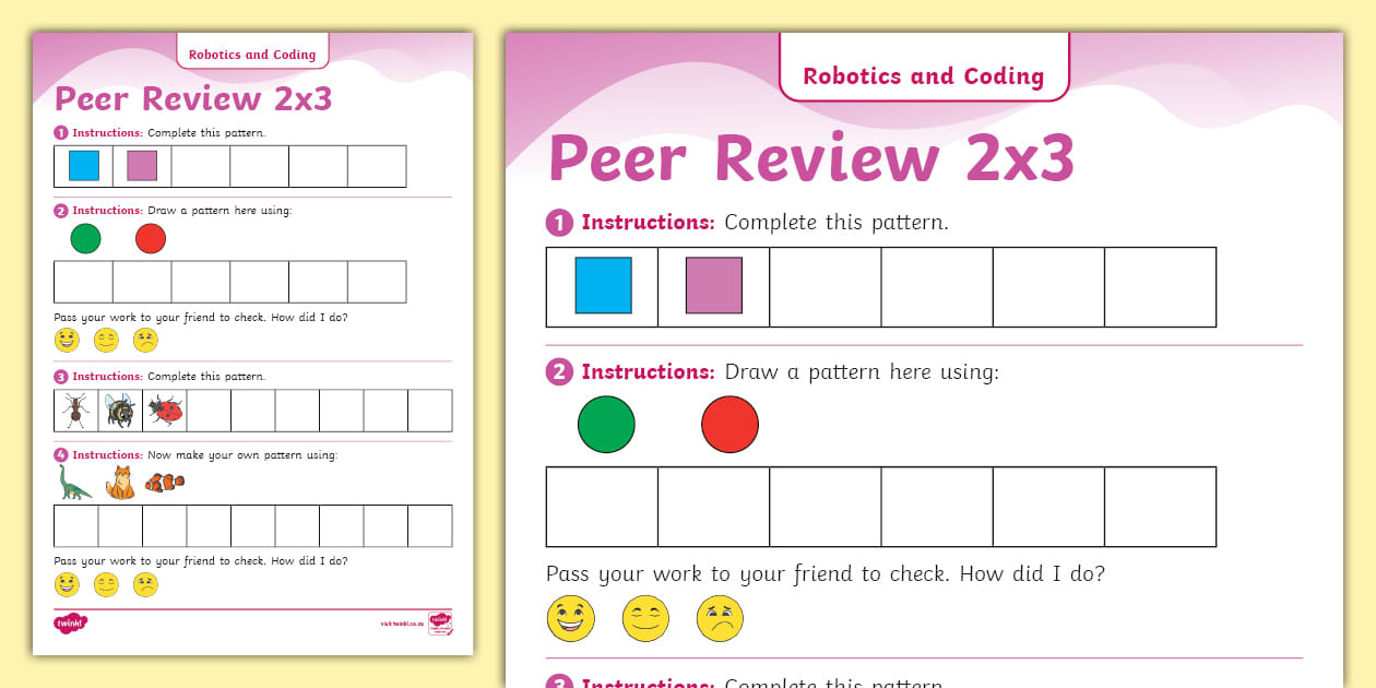 Grade R Coding -Worksheet: Peer Review Complete the Patterns