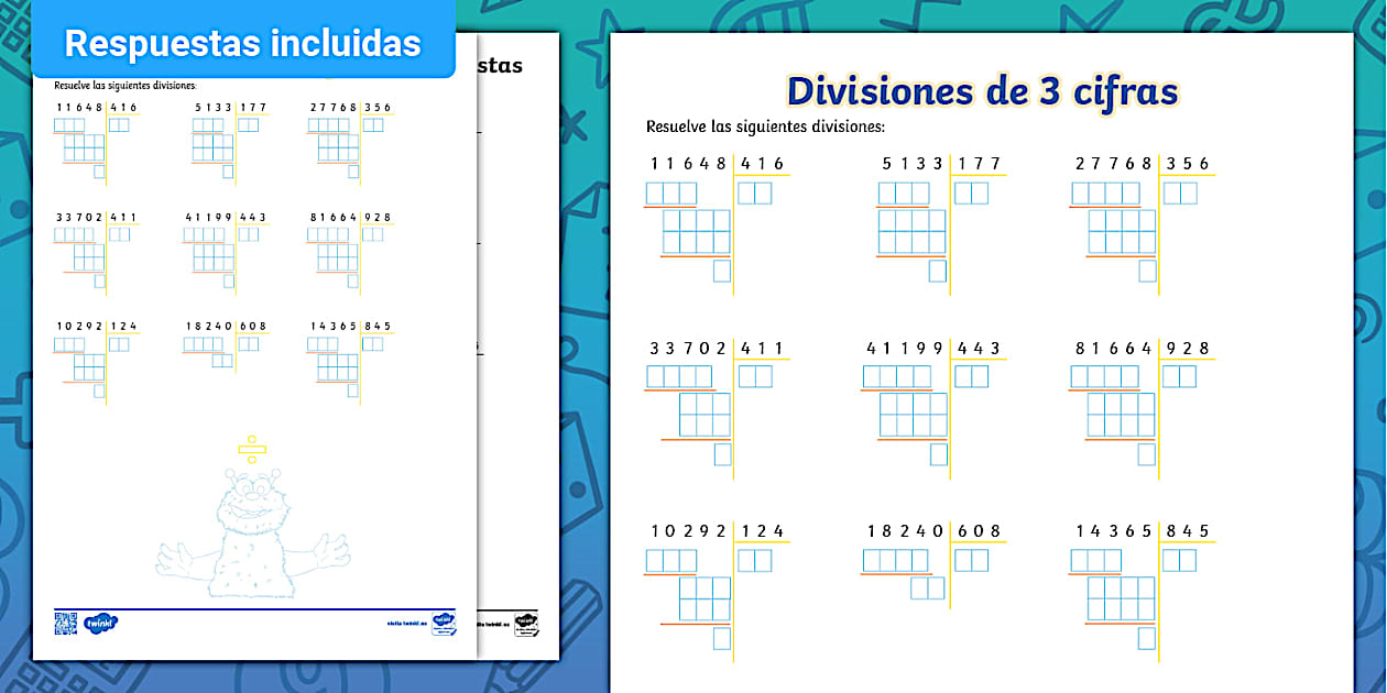 Ficha de actividad: Divisiones de tres cifras - Twinkl