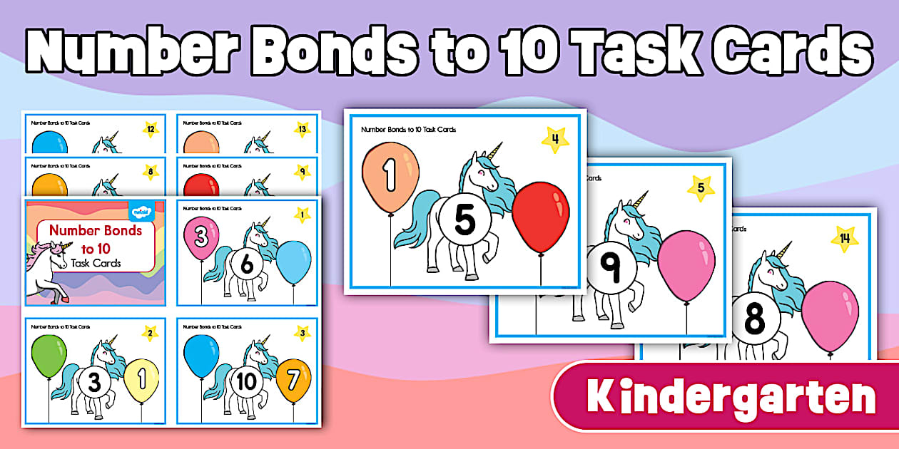 Kindergarten Number Bonds to 10 Task Cards