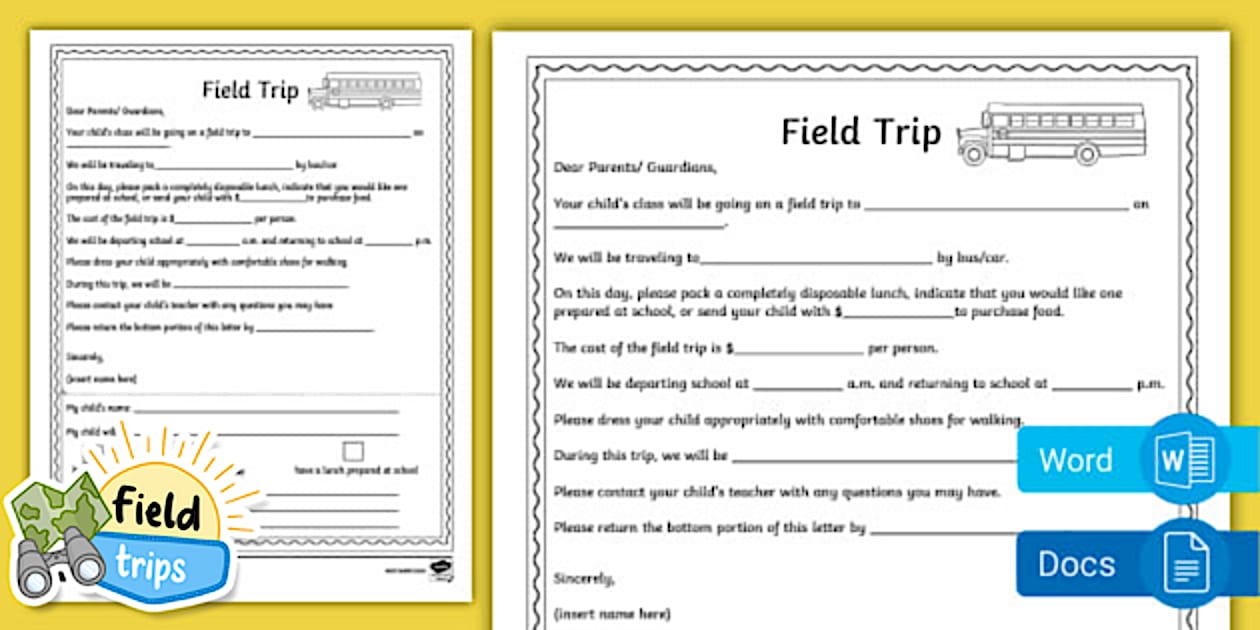 Field Trip Template Letter Resources Twinkl USA Twinkl