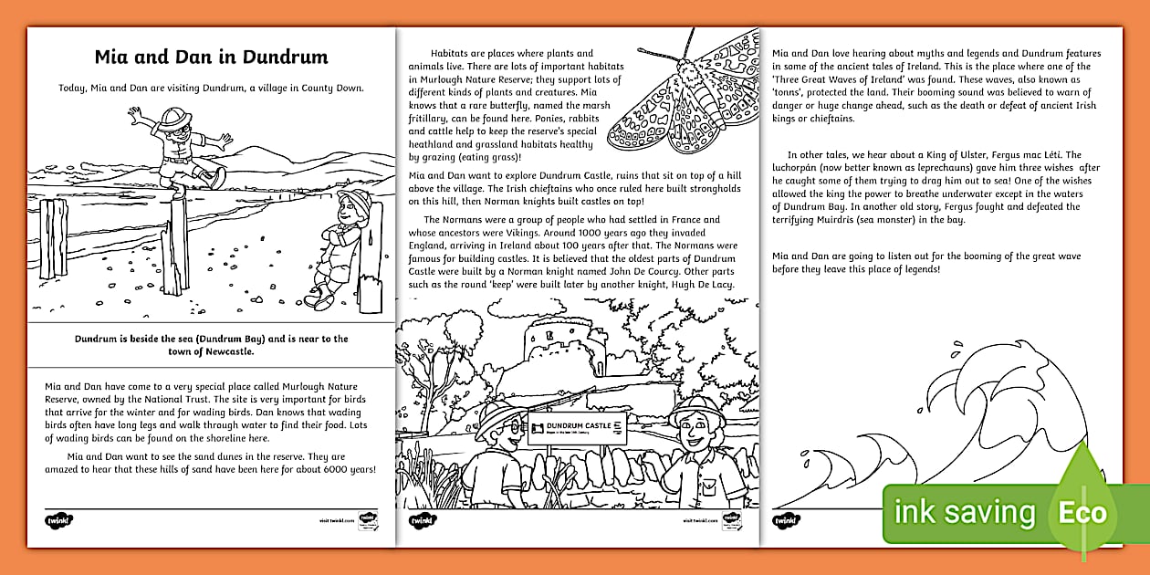 Mia and Dan Visit Dundrum Activity Sheets - Twinkl