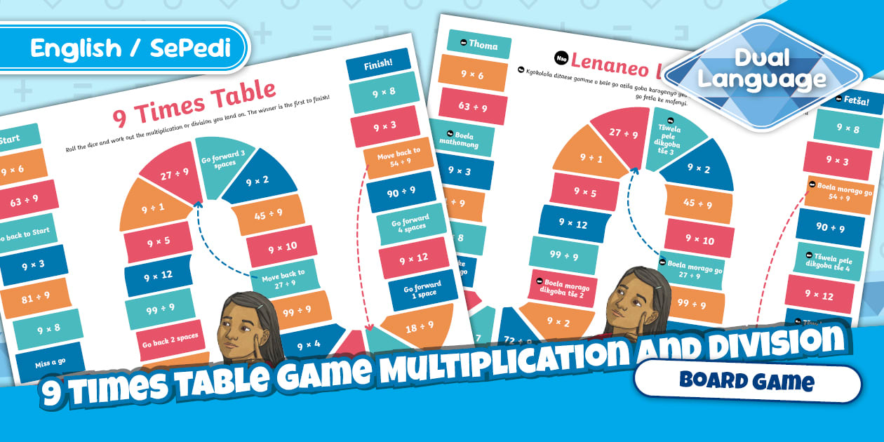 Grade 4 Maths 9 Times Table Game Sepedi/English