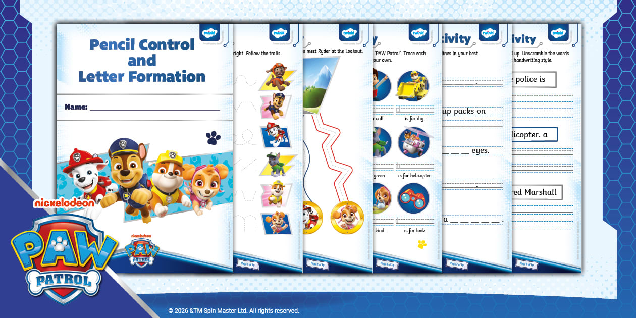 PAW Patrol: Pencil Control & Letter Formation Handwriting