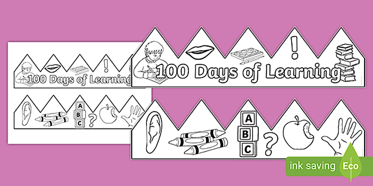 100 Days of Learning Crown Cut out Primary Resource