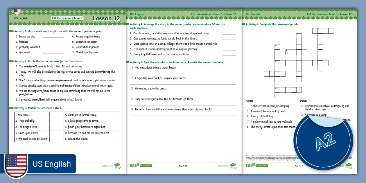 Curriculum US Level 7 Lesson 12 Activity Sheet Twinkl Curriculum us level 7 lesson 12 activity sheet twinkl