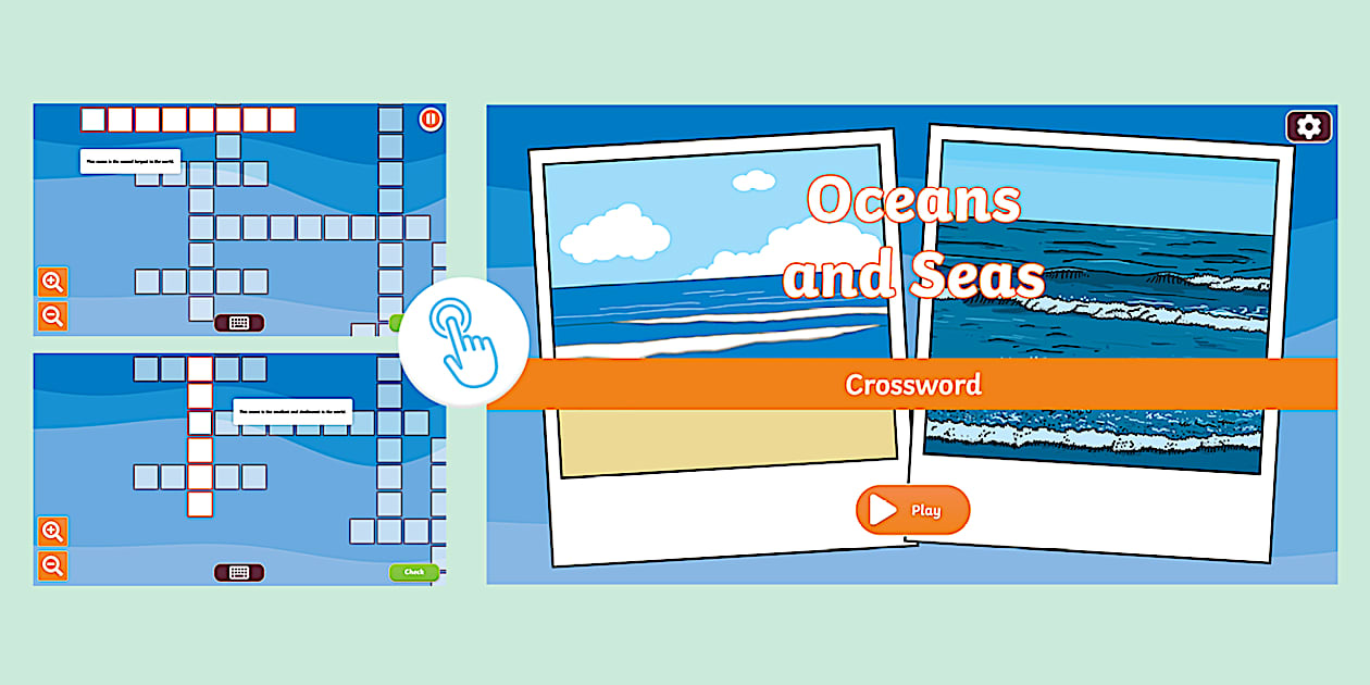 Oceans and Seas Interactive Crossword (Teacher Made)