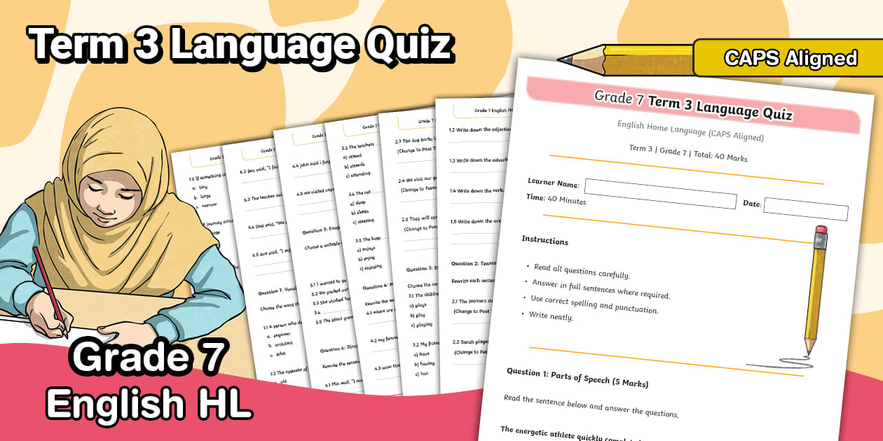 Grade 7 English Home Language – Term 3 Language Quiz (CAPS Aligned)