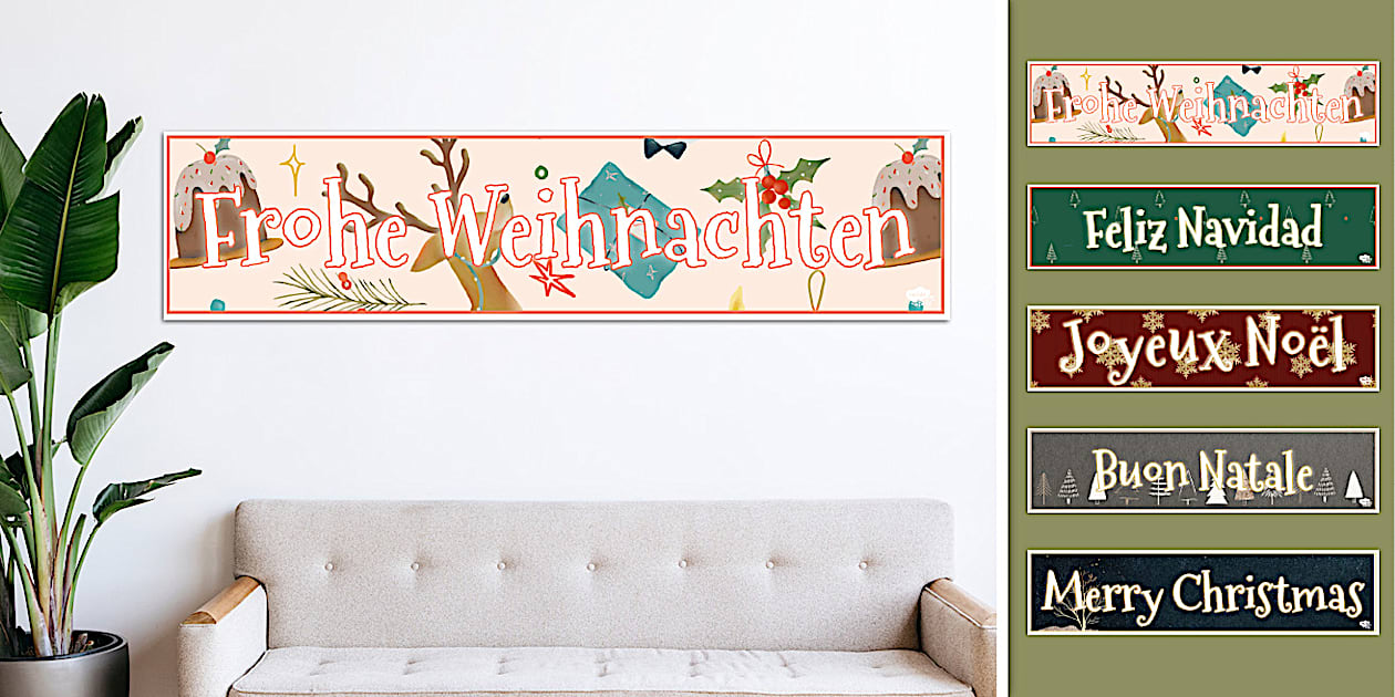 Printable Merry Christmas in Different Lan... Twinkl Party