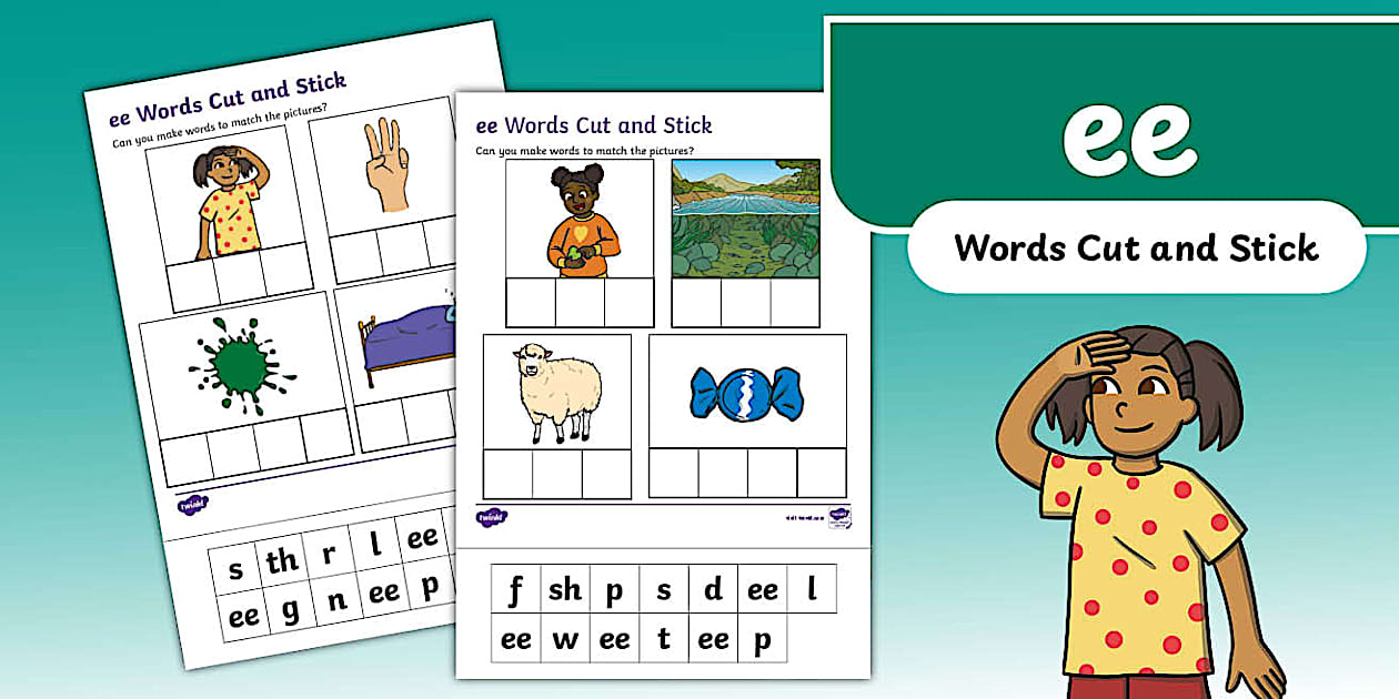 'ee' Cut and Stick Worksheet