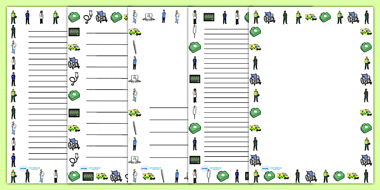 Editable Ambulance Service Page Borders (teacher made)