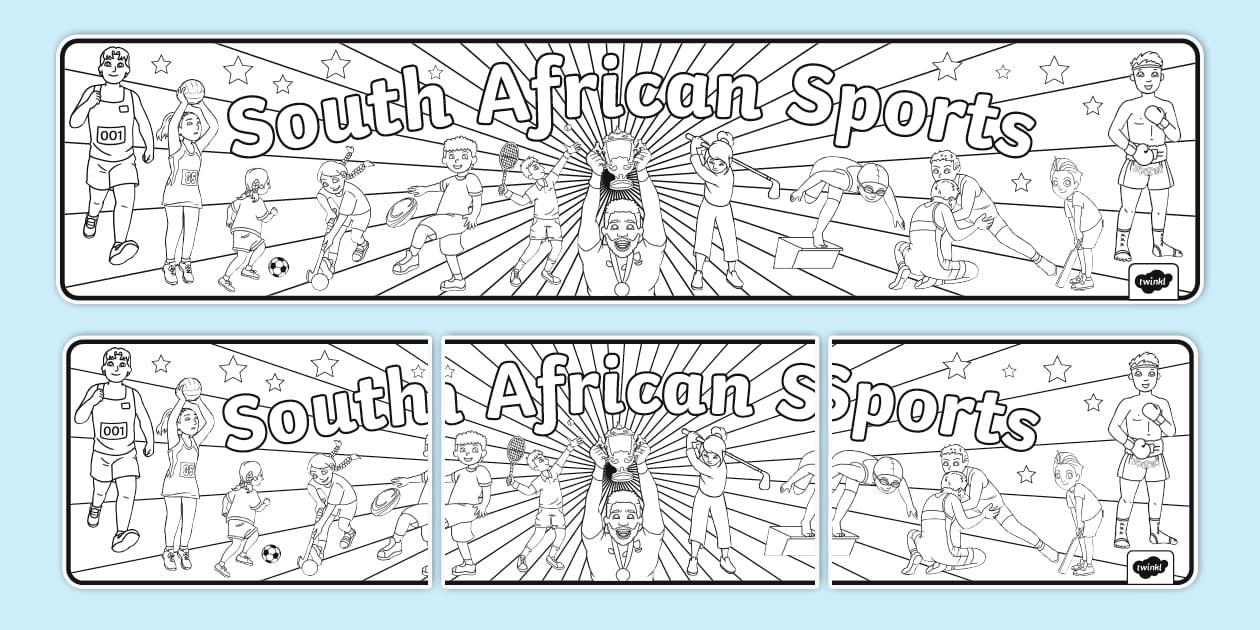 Sab Colouring South African Sports Colouring Display Banner - Twinkl