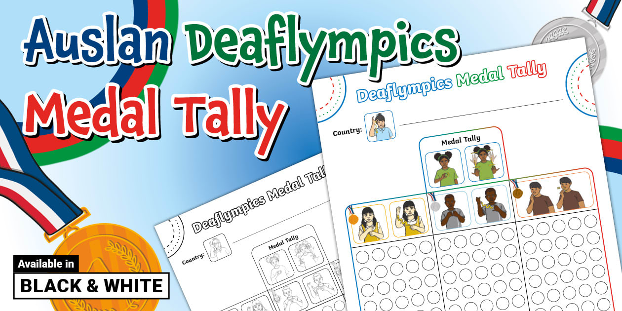 Auslan Deaflympics Medal Tally Sheet for Students - Twinkl