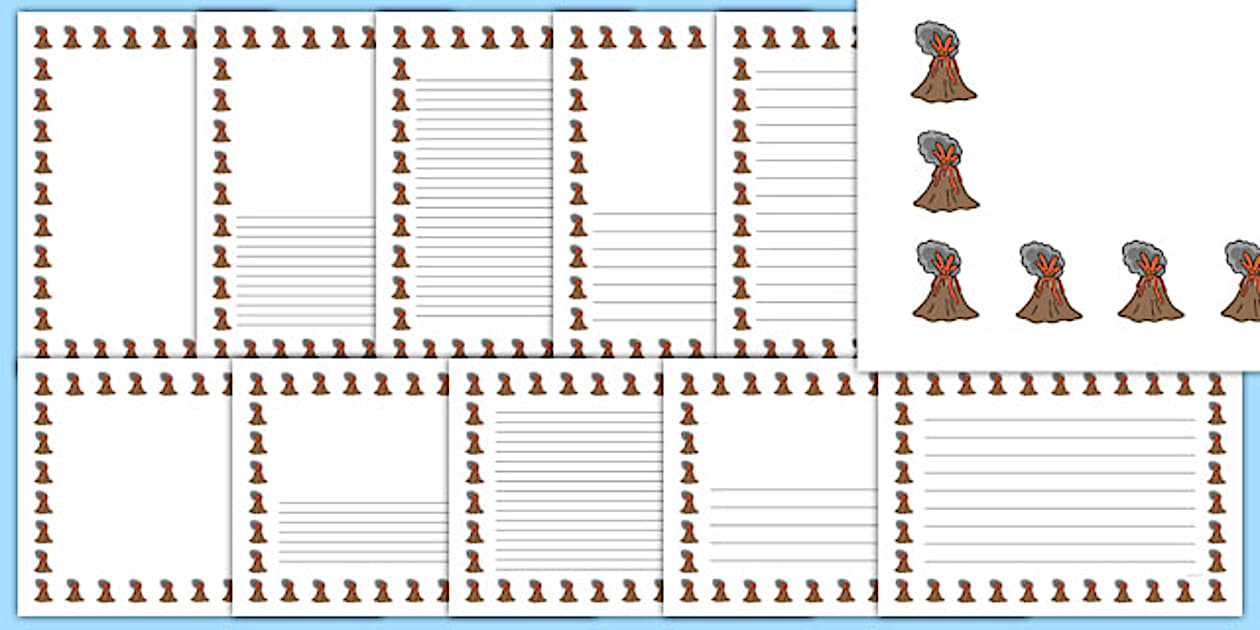 Editable Volcano Page Borders Pack (teacher made) - Twinkl