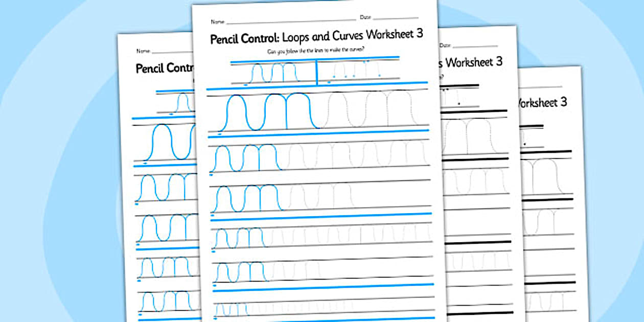 Black and White Pencil Control Loops And Curves Worksheet 3