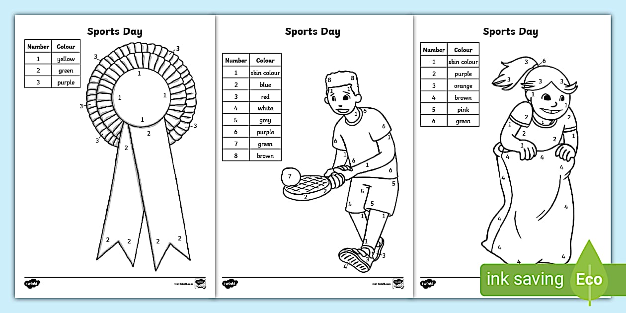 Number 1 Ravie Editable KS1 Sports Day Colour by Number (teacher made)