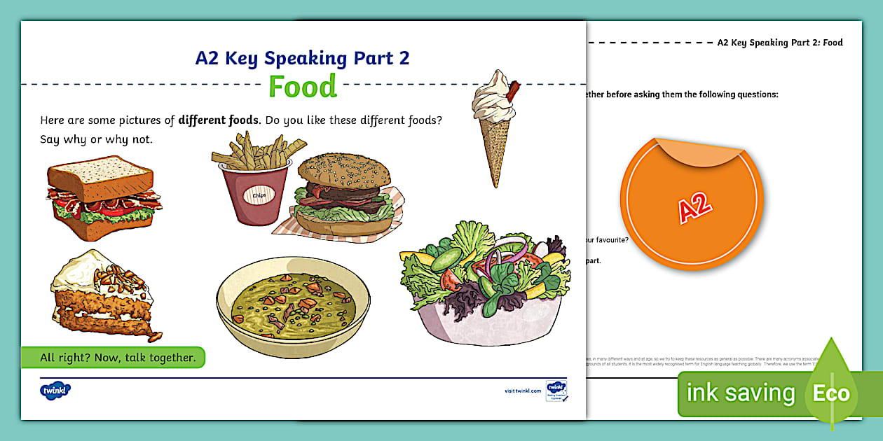 ESL A2 Key Speaking Part 2 Worksheet (Food) (Teacher-Made)