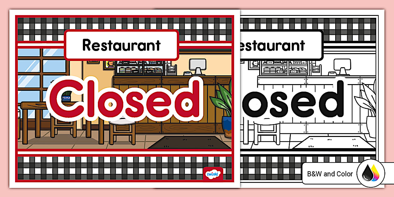 Restaurant Dramatic Play Closed Sign (teacher made) - Twinkl