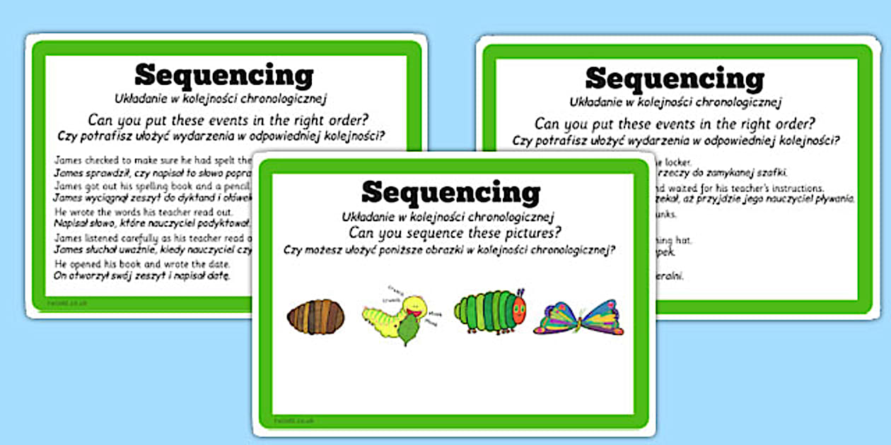 Guided Reading Skills Task Cards Sequencing Polish Translation