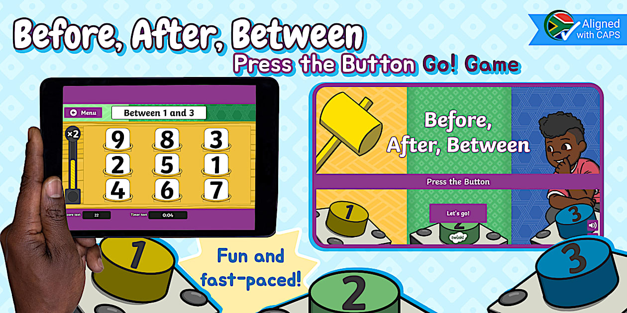 Tap The Button Math Maths - GO Game: Press the Button - Before After Between