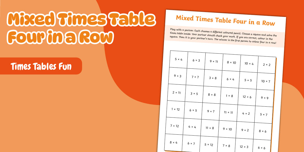 👉 Mixed Times Table Four in a Row