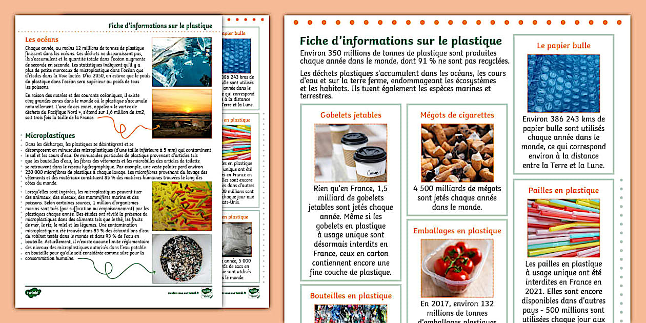 Fiche d'informations sur la pollution plastique et les océans