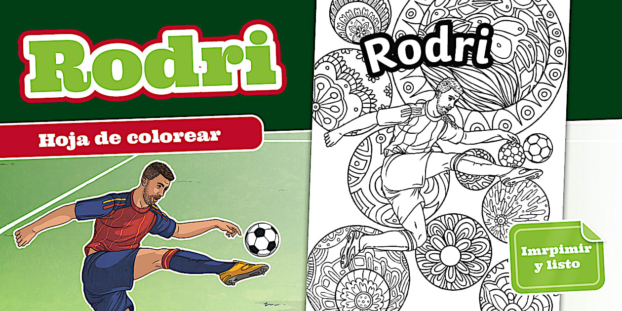 Rodri Colouring In Hoja de colorear: Rodri - Selección Española de Fútbol
