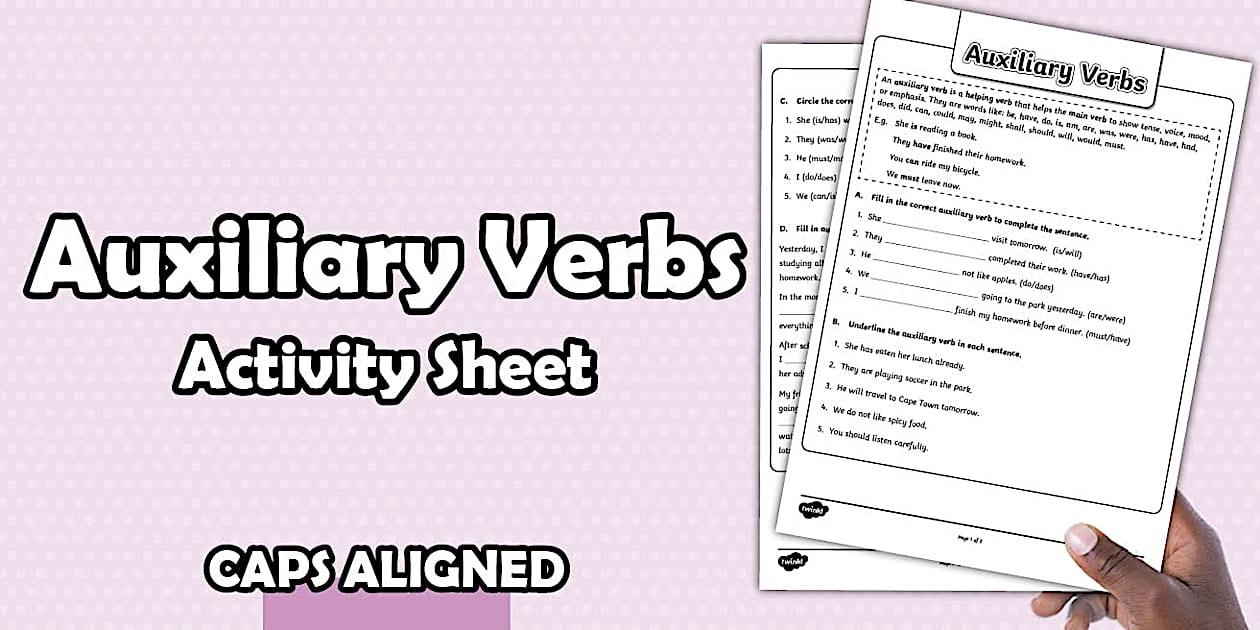 Word Skills Auxiliary Verbs Activity Sheet (CAPS Aligned)