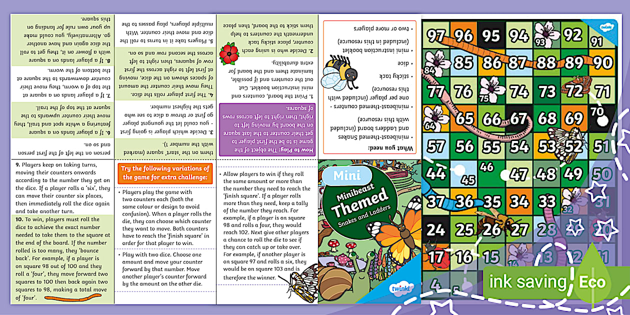 Mini Minibeast-Themed Snakes and Ladders (teacher made)