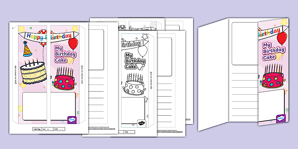 My Birthday Cake Folding Writing Template
