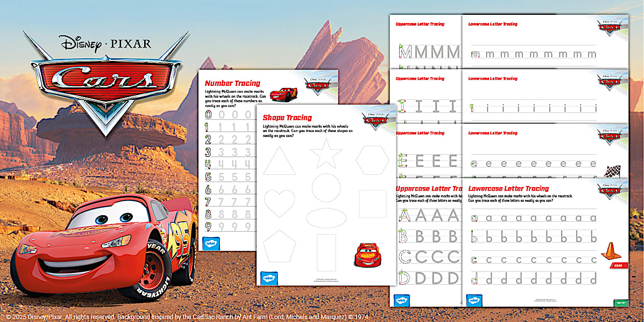 Cars: Letters Numbers and Shapes Tracing Worksheets Cars: Letters Numbers and Shapes Tracing Worksheets