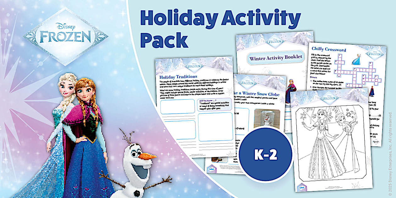 Frozen: Holiday Activity Pack for K 2nd Grade