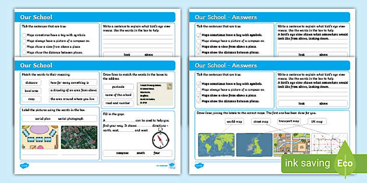 KS1 Geography Revision Mat: Y1 Our School