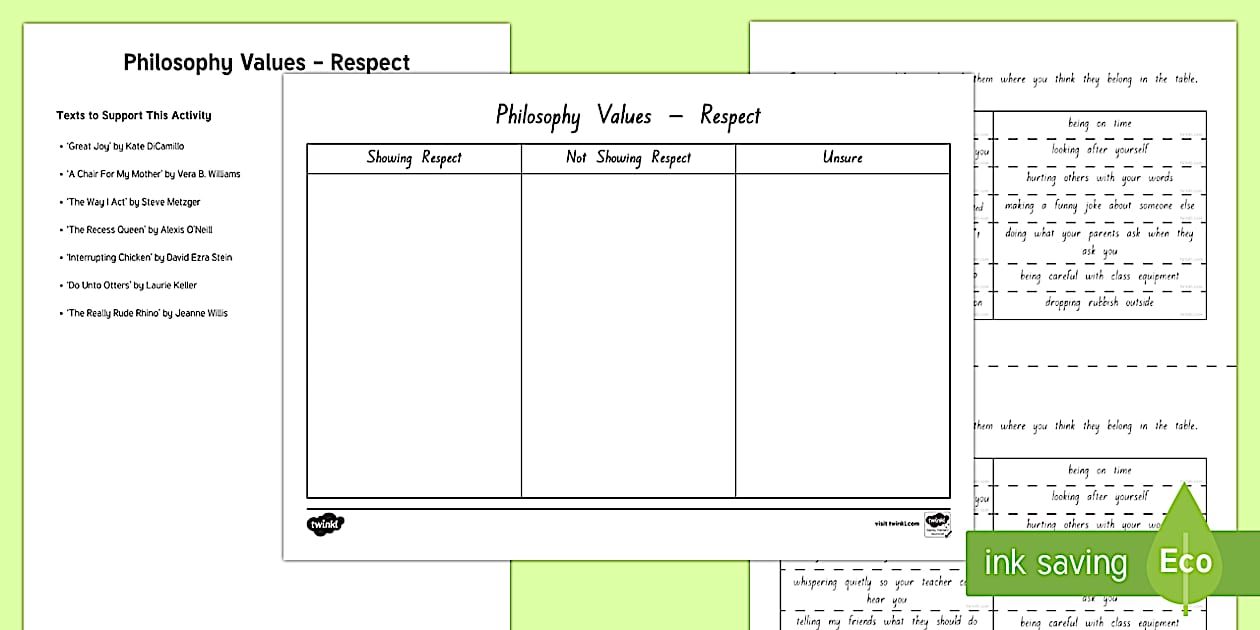 Editable Philosophy Values - Respect Activity (teacher made)