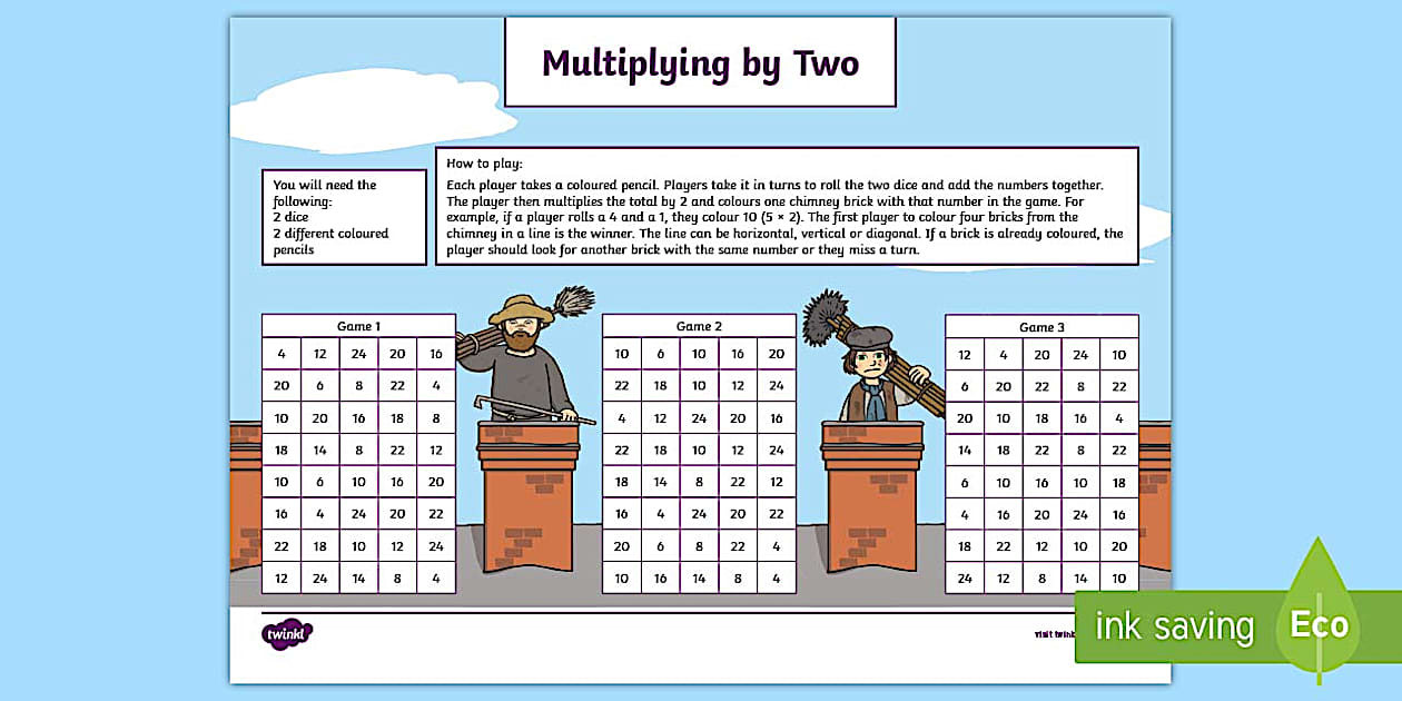 Editable Up the Chimney - Multiplying By Two Game - Twinkl