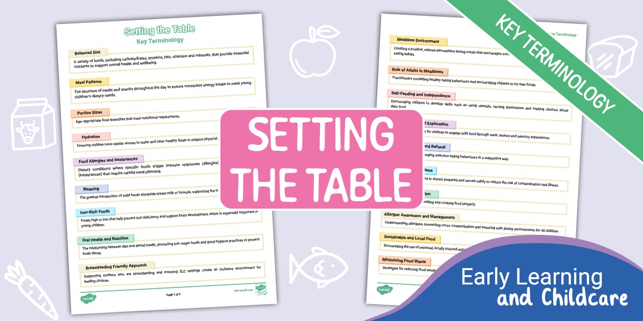 Table Key Words Setting the Table Key Terminology
