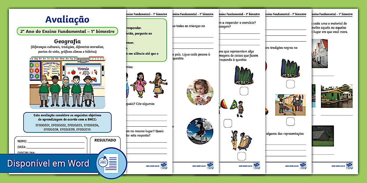 Avaliação de geografia 2º ano EF - 1º bimestre - Twinkl