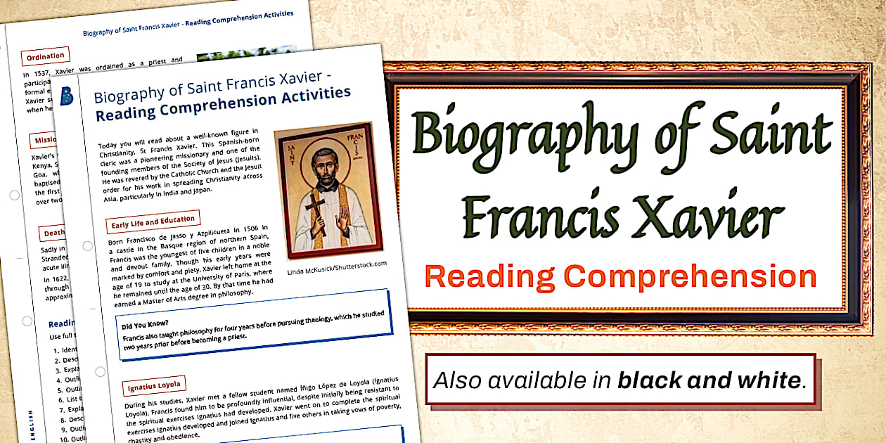 Biography of Saint Francis Xavier Reading Comprehension