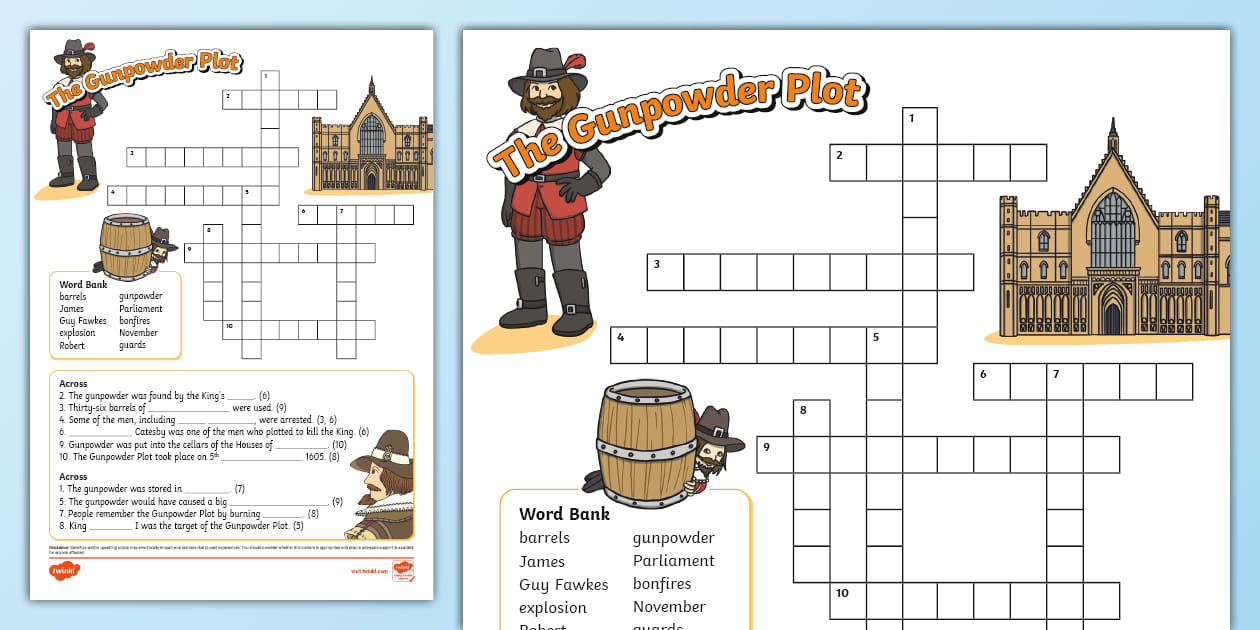 * NEW * The Gunpowder Plot Crossword Twinkl KS1 Twinkl