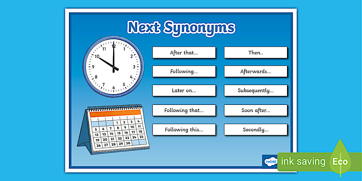 Other Words for 'Next' Word Mat (teacher made) Twinkl