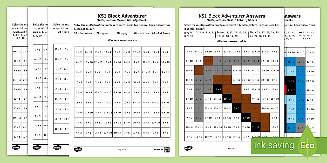 Multiplication Mosaics – Libro Di Esercizi Di Matematica Per Bambini 8-12 Anni