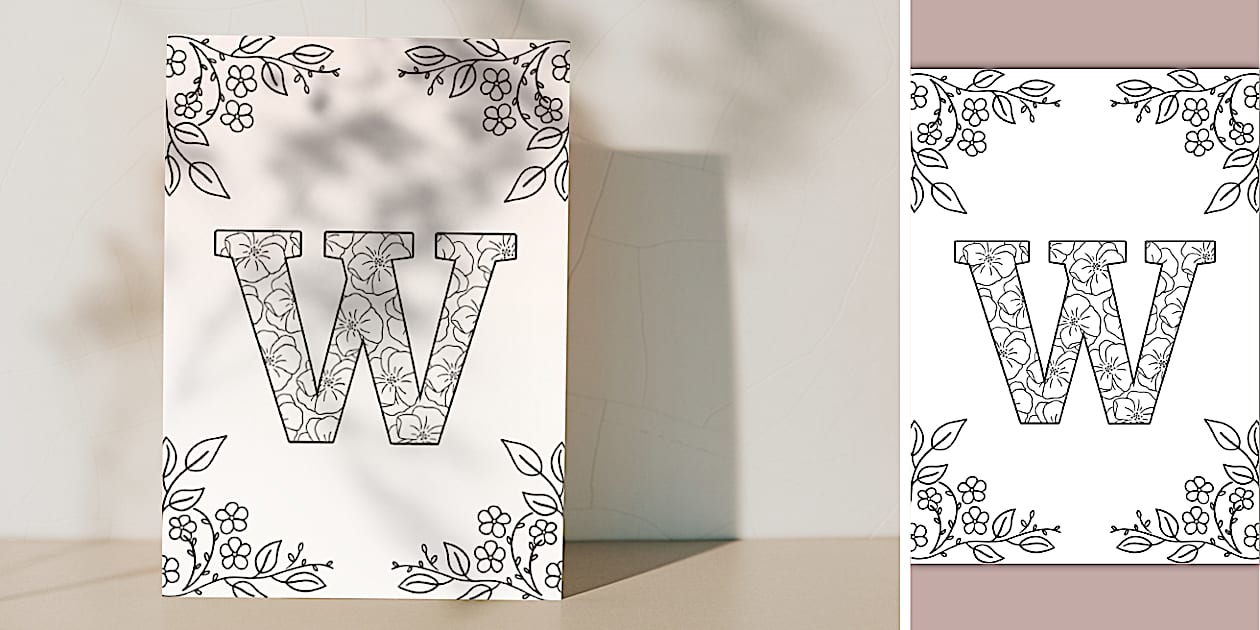 Letter W Mindfulness Colouring Card | Twinkl Party - Twinkl