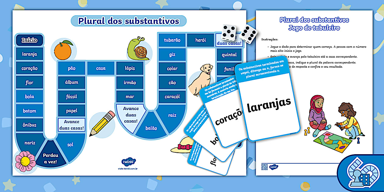 Plural dos substantivos - Jogo de tabuleiro - Twinkl