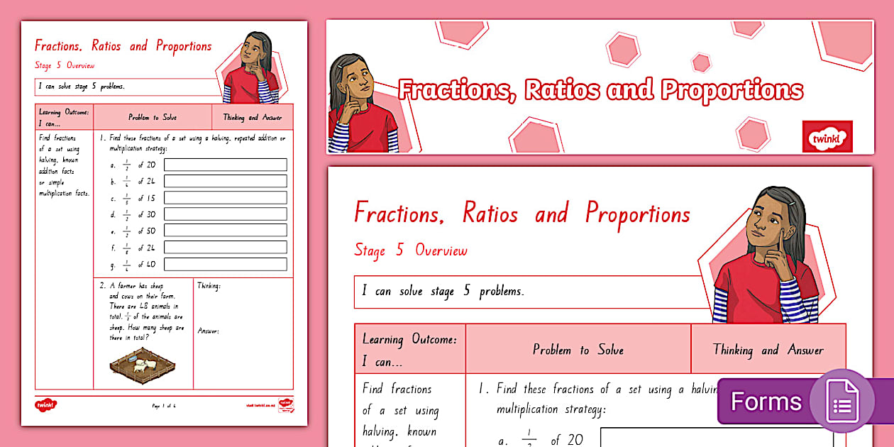 Overview Worksheet Stage 5 (Phase 1) Fractions Overview Worksheet - Twinkl
