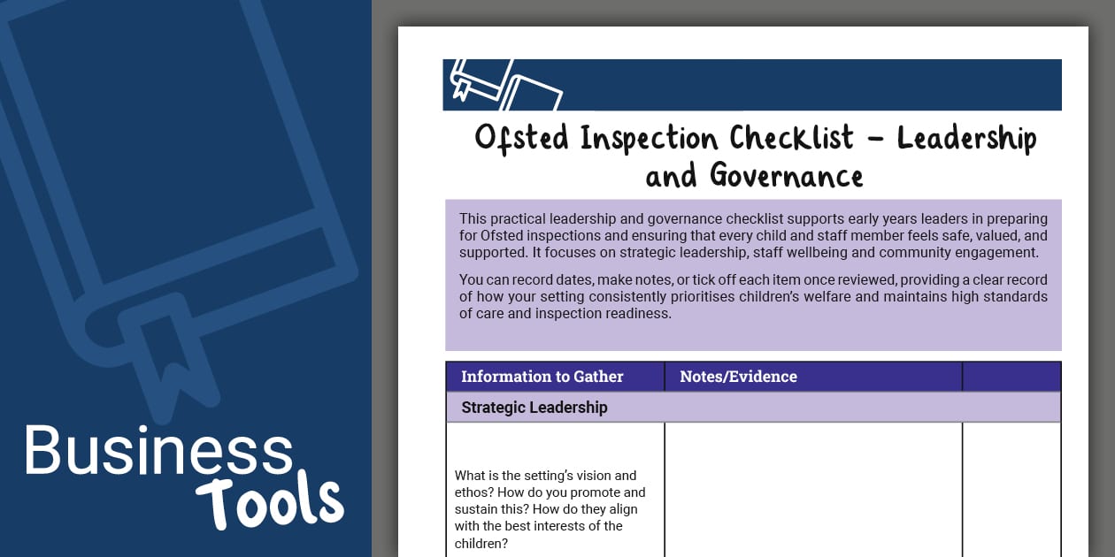 Ofsted Inspection Checklist - Leadership and Governance