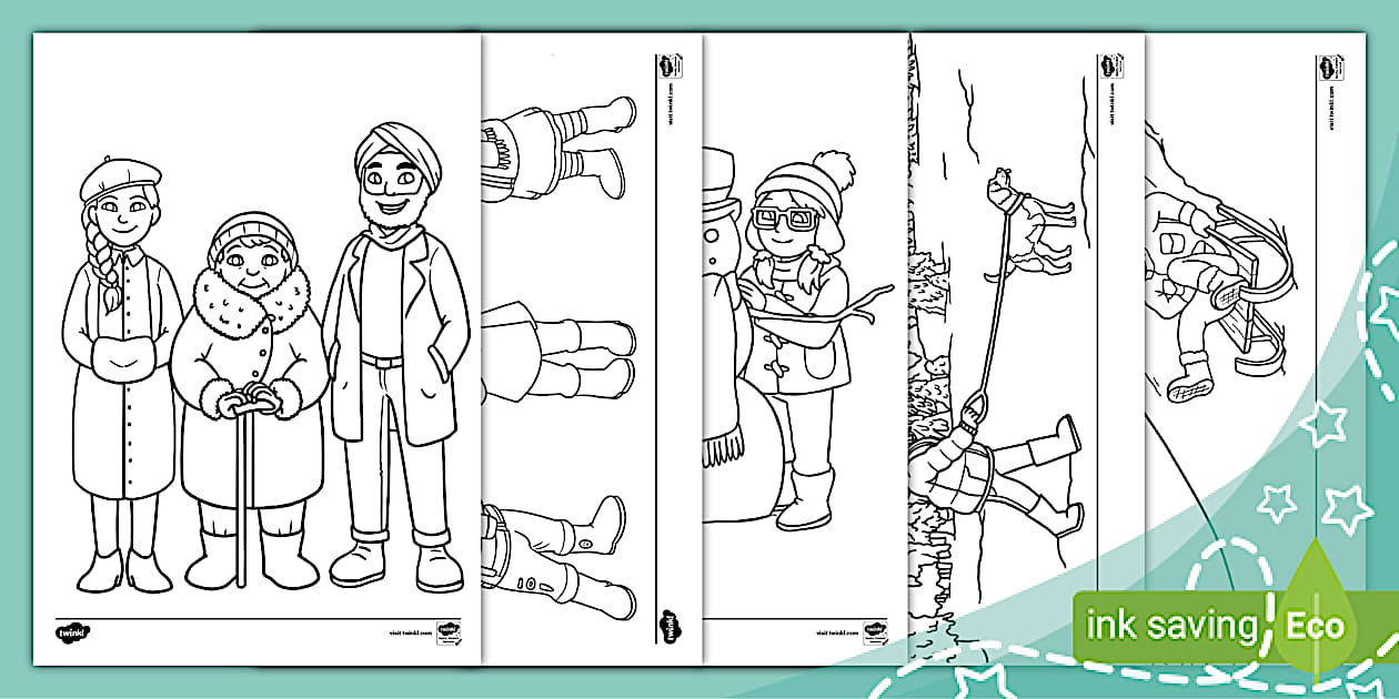 Simple Winter Colouring Sheets for Toddlers (teacher made)