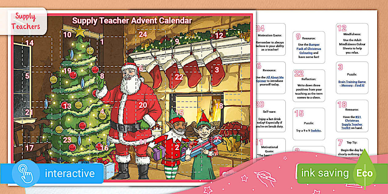 Supply Teacher Advent Calendar (teacher made) Twinkl