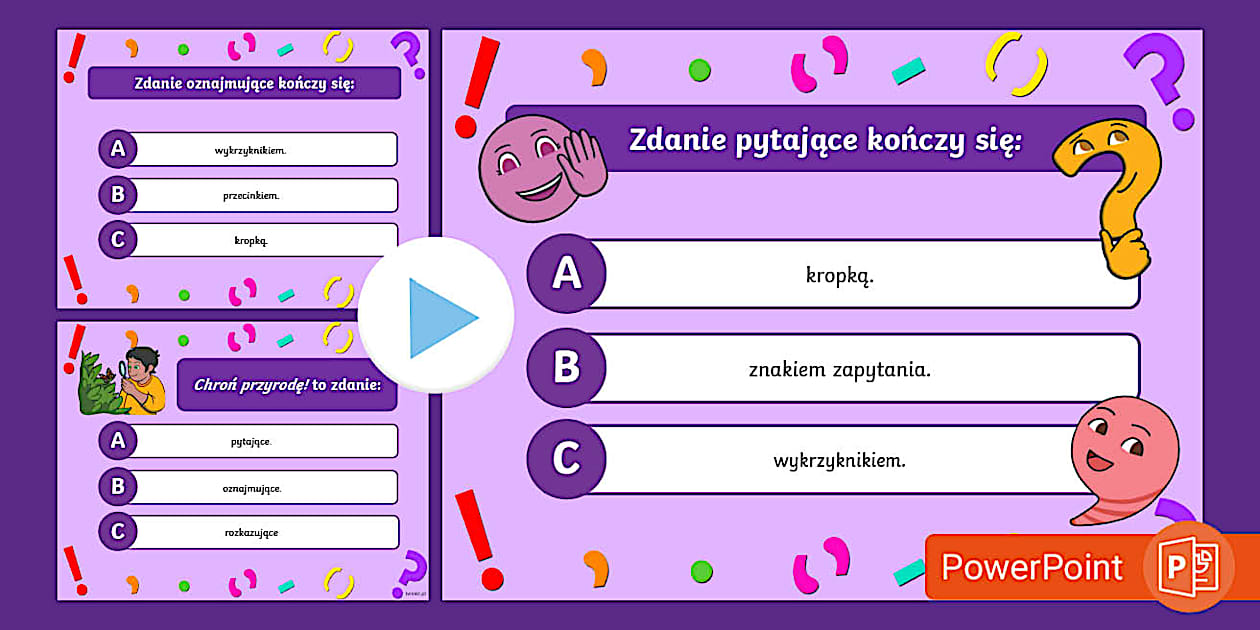 Quiz Z Mitów Klasa 5 Interpunkcja i rodzaje zdań | Quiz z pytaniami | Prezentacja